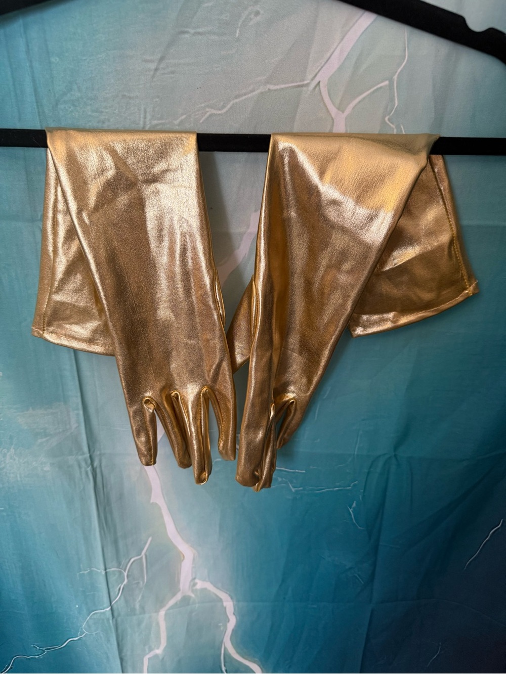 Metallic Gold Women's Long Gloves